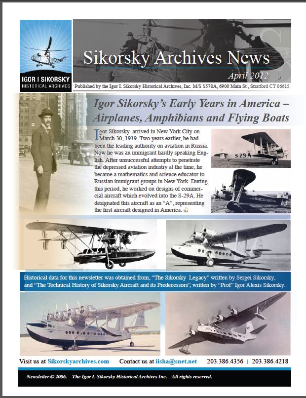 Бюлетень "Sikorsky Archives News". Квітень 2012 року